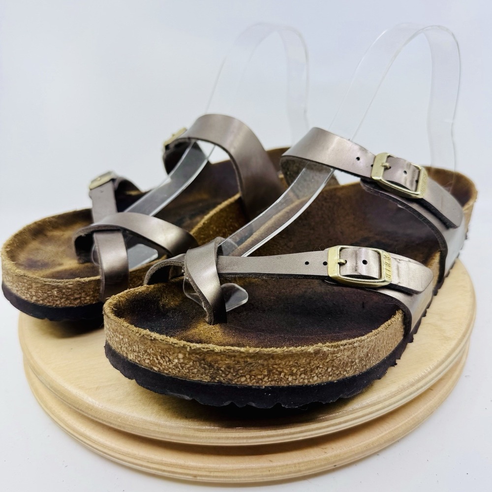 Birkenstock Mayari Sandals Womens 8 EU 39 Metallic Bronze Leather Shoes Boho